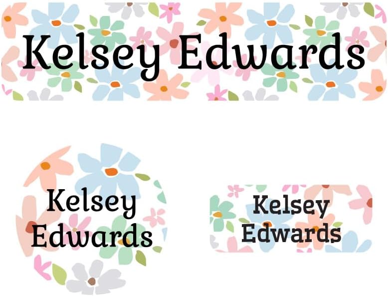 Name Bubbles - Kids Custom Name Labels for Daycare, School, Camp (102 Labels) - Personalized Waterproof Name Stickers for Clothes Tags, Lunch Boxes, Water Bottles, & School Supplies (Flowers)