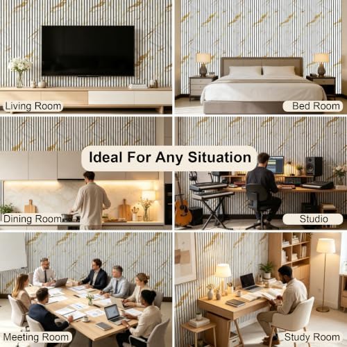 acoustic wall panels,4 pack 47.2"x23.6" noise dampening wood, front angle view