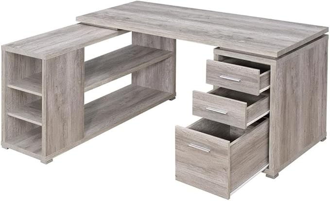 Pemberly Row L Shape Corner Storage Desk in Grey Driftwood, Letter/Legal File - Image 9