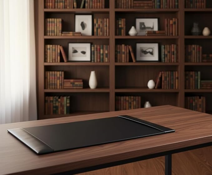 Dacasso Black 30" x 18" Desk Pad/Desk Mat/Desk Protector, Bonded Leather - Image 2
