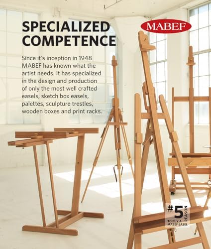 mabef m/24 sketch-box table easel, oiled beechwood portable on a desk or shelf