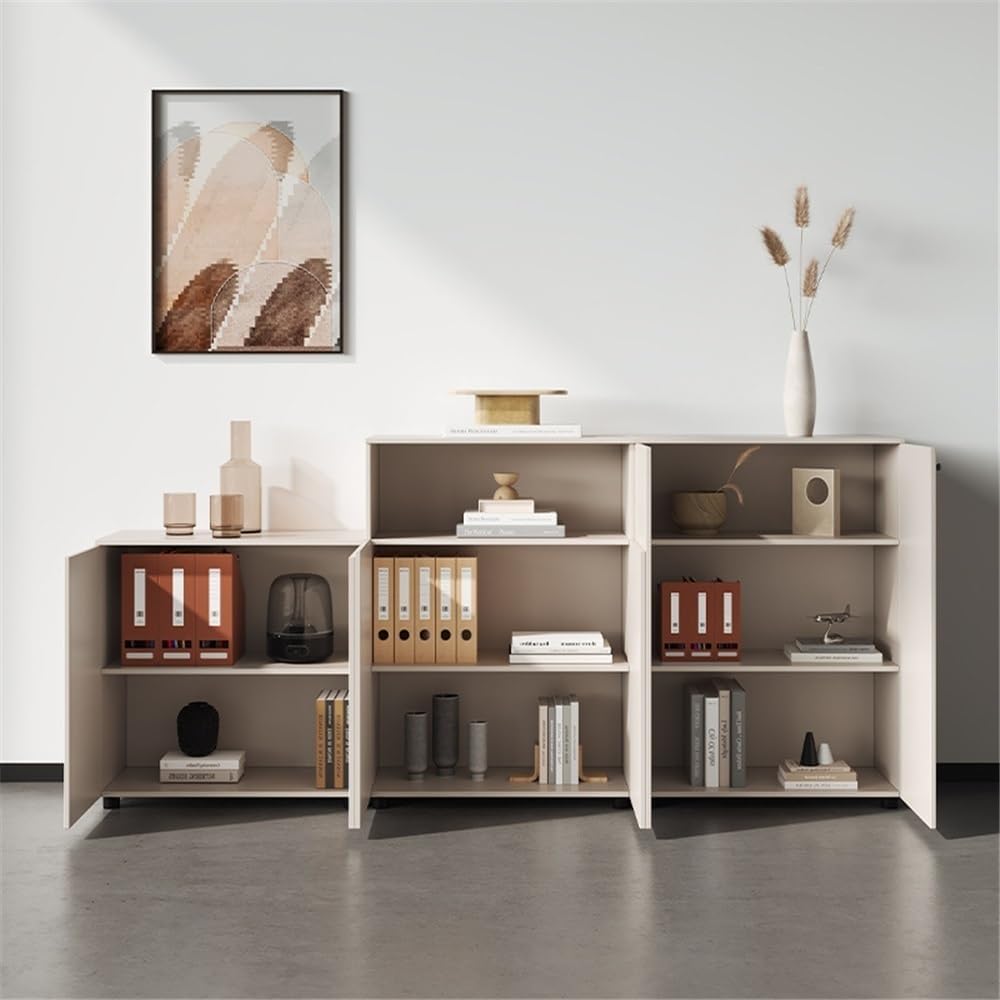 Multifunctional White Double Door Cabinet Small Office File Low with Lock Plus Taller Legs File Cabinets