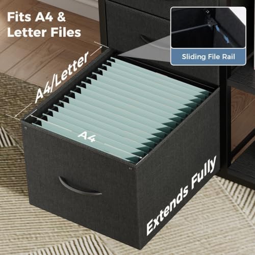 dumos 3 drawer mobile file cabinet, space saving showing dimensions