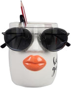 Young's Inc Ceramic Eyeglass and Stationery Holder Cup – White Face Desk by YoungsInc