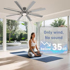 60 inch smart ceiling fan, silver indoor/outdoor ceiling showing dimensions