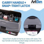 artbin 3-tray art supply box with handle, durable on a desk or shelf