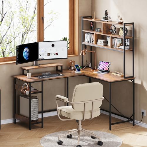 DEVAISE 60 Inch L Shaped Gaming Desk with Drawers and Storage, Corner Desk wi...