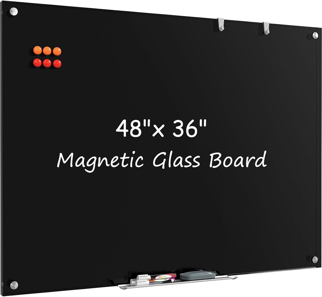 MaxGear Glass Whiteboard, Tempered Magnetic Dry Erase Board 48 x 36 Inch