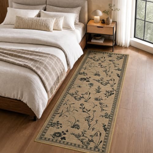 dweike easy jute non slip runner rug, 2x6, front angle view