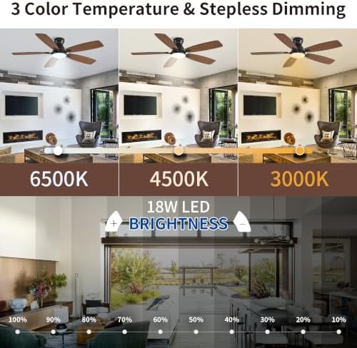 nkpu ceiling fans with lights, low profile ceiling, side view
