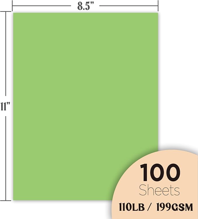 Veritas Green Colored Cardstock, 8.5" x 11" Colored Copy paper, 110LB/199GSM - Image 2