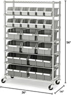 Seville Classics Commercial 7-Tier Platinum/Gray NSF 22-Bin Rack Storage System - Image 6