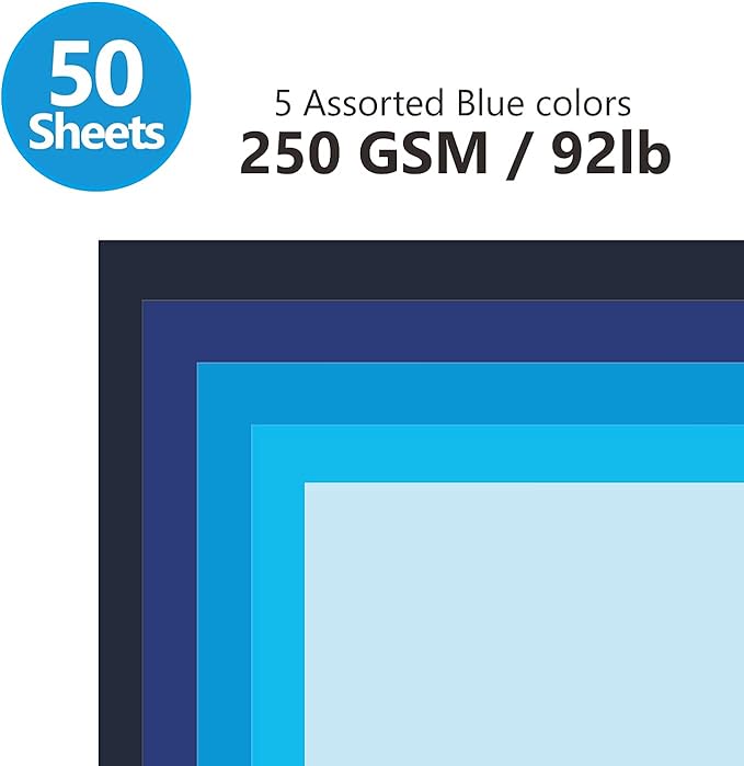 Blue Navy Colored Cardstock Thick Paper 50 Sheets, 8.5" x 11" Heavyweight 92lb - Image 3