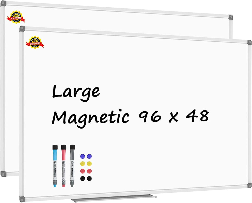 Lockways Dry Erase Board 96 x 48 Inch, Large 4 x 8 Magnetic White Board Pack of