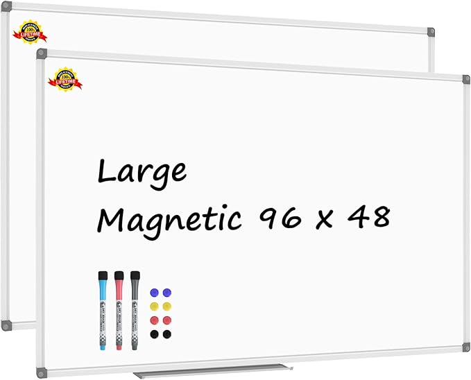 Lockways Dry Erase Board 96 x 48 Inch, Large 4 x 8 Magnetic White Board Pack of by Lockways