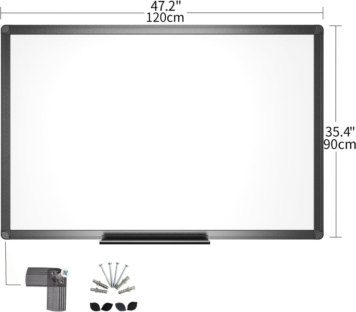 VIZ-PRO Magnetic Dry Erase Board, 48 x 36 Inches, Black Aluminium Frame