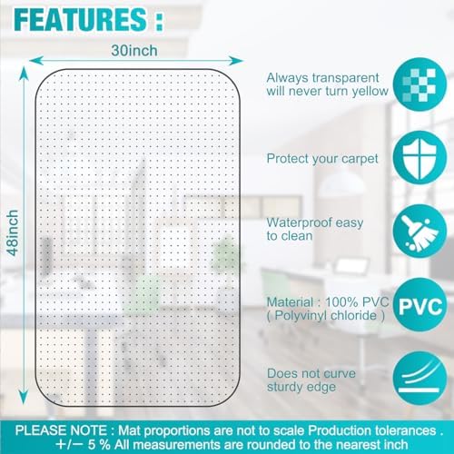 BesWin Office Chair Mat for Carpets, 2 Pack, Clear,Heavy Duty, 48" x 30&...