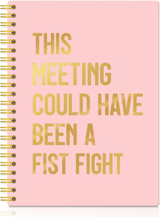 XQLZY This Meeting Could Have Been A Fist Fight Pink Gold Spiral Notebook by XQLZY
