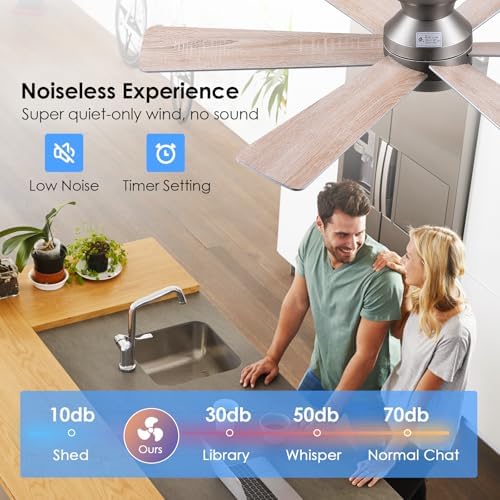 asyko 46" silver 6-blade modern low profile ceiling shown in use