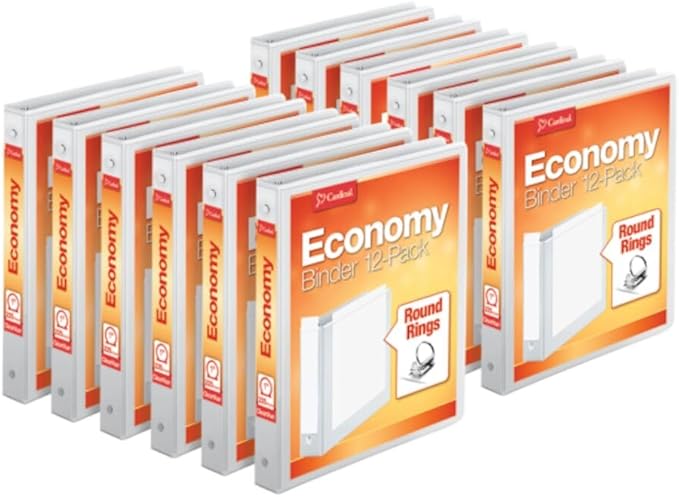Cardinal Economy 3-Ring Binders, Round Rings, Holds 225 Sheets, Carton of 12 by TOPSProducts