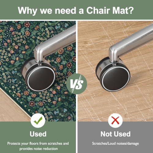 Anidaroel Floral Office Chair Mat for Hardwood Floor, 36"x48" Desk Chair Mat for Hard Floors, Under Desk Rug for Rolling Chair, Anti-Slip Computer Chair Mat, Low Pile Carpet Protector Mat