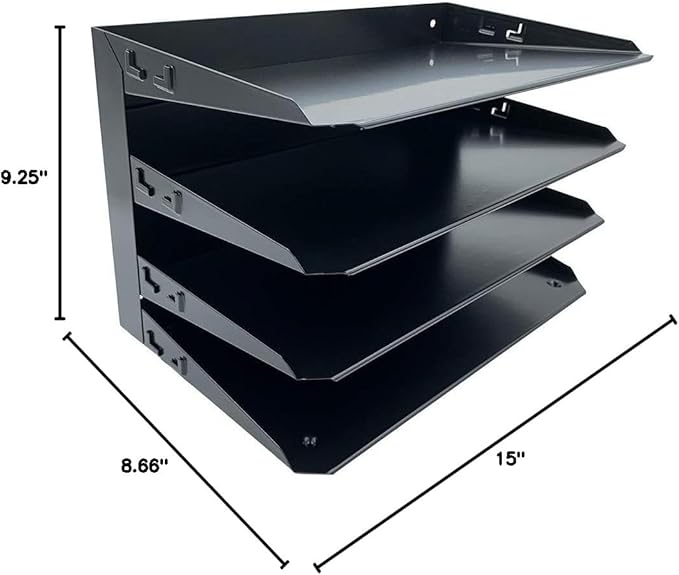 Huron Desktop Horizontal 4-Slot Legal File Binder Organizer Storage Letter Tray - Image 7