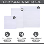 135 Pcs Moving Supplies with 3 Size Cushion Foam Pouch 1/16 Inch Thickness, 60 Pcs Fragile Stickers to Protect Ornament Cup Glasses China Dishes Shipping Storage Transportation (7.5x7.5 7.5x12 12x12)
