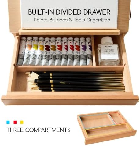 meeden table top easel with drawer: tabletop easel, close-up detail