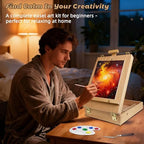 portable tabletop easel set 36-piece acrylic paints brushes on a desk or shelf
