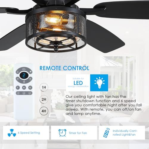 hounberi 52 inch farmhouse ceiling fan with light on a desk or shelf