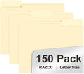 File Folder, RAZCC 150 Pack 1/3 Cut Tab File Folders Letter Size, Manila Folders by RAZCC