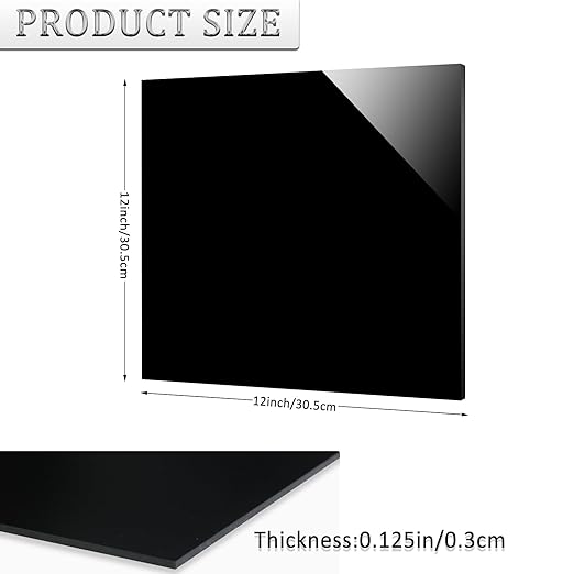 4 Pieces Black Acrylic Sheet, 12 x 12 Inch 1/8 Inch Thick, Home Decor, Display - Image 2