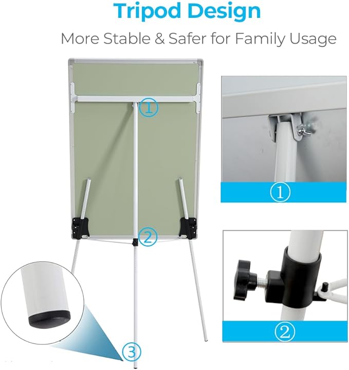 DexBoard 2-Pack 36 x 24 Inch Magnetic Dry Erase Easel Tripod Stand, Height - Image 3