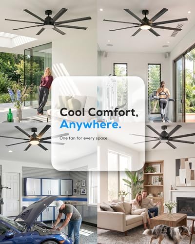72" aluminum outdoor ceiling fan with light, industrial-grade, view 9