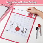 Mr. Pen- Reusable Dry Erase Pocket Sleeves, 10" x 14", 6 Pack, Colorful | Clear Plastic Paper Sleeves, Ticket Holders, Clear Plastic Sheet Protectors, Teacher, School, Classroom Supplies