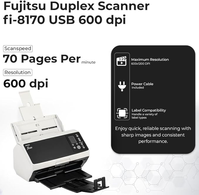 Fi-8170 Professional High Speed Color Duplex Document Scanner - Image 3