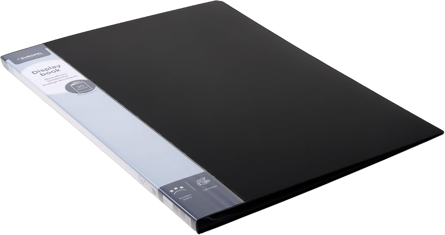 HF2 A3 Display Book Deluxe with 20 Pockets - Black