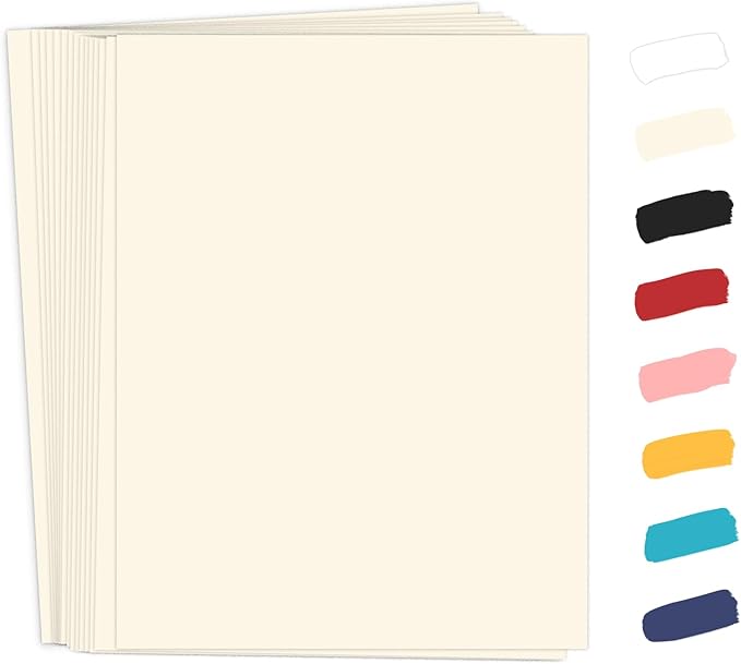 50 Pack Cream Cardstock 8.5 x 11 Off White Card Stock, Goefun 65lb Ivory Paper by Goefun