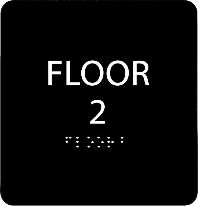 Black ADA Floor 2 Sign with Braille – Made from Durable Acrylic and Ready to by ADACentralSigns