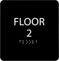 Black ADA Floor 2 Sign with Braille – Made from Durable Acrylic and Ready to by ADACentralSigns