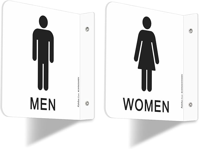 Faittoo Restroom Sign, Bathroom Signs, 2 Pack 6 x 6 Inches Acrylic Sign by Faittoo