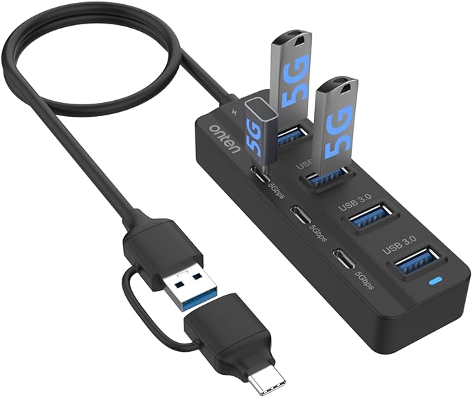 USB-A$USB-C HUB, 7Ports Hub by ONTEN