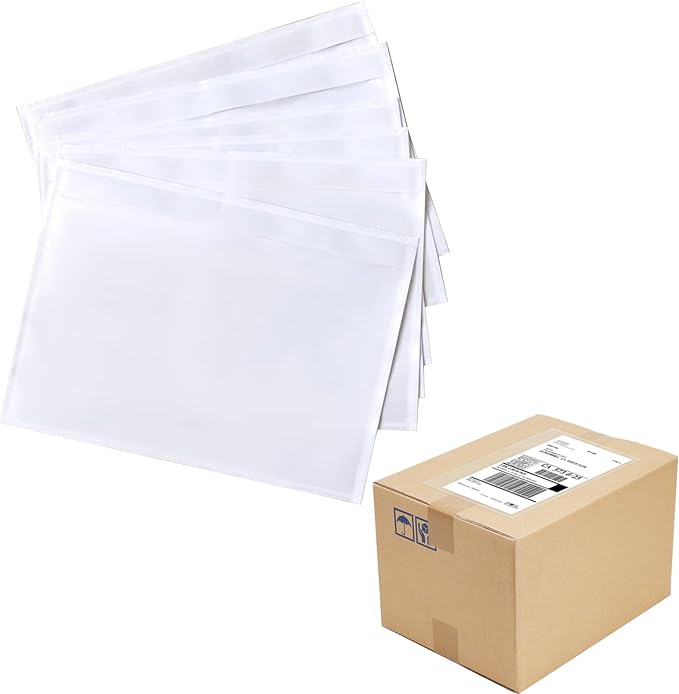 Shipping Label Sleeves, 7.5”×5.5”Self-Adhesive Shipping Label Sleeves, Packing by FungLam