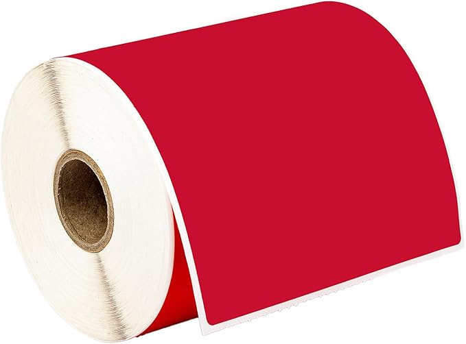 HOUSELABELS 4" x 6" Red Shipping Labels on 1" Core Compatible by HouseLabels