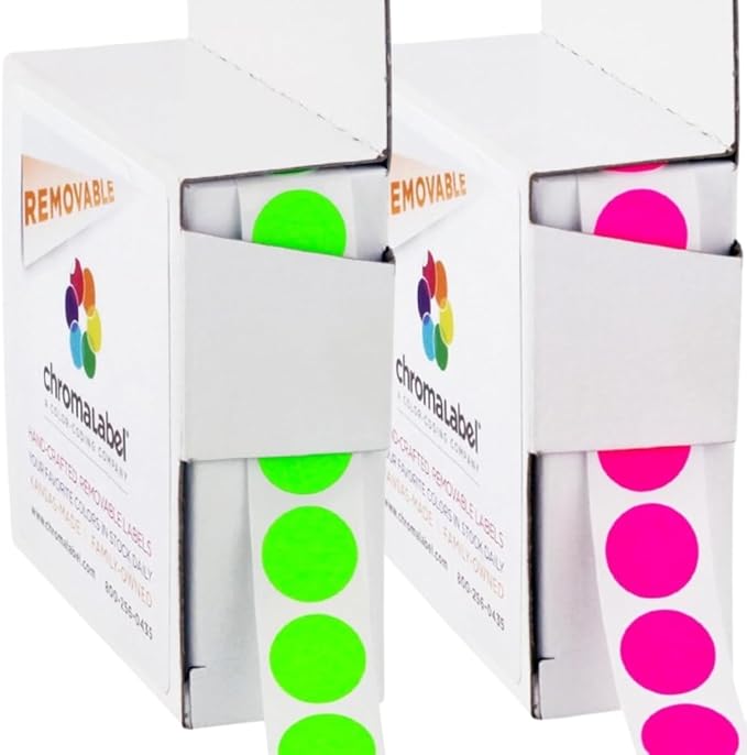 ChromaLabel 1/2 Inch Round Removable Colored Stickers, Color Coding Labels by ChromaLabel
