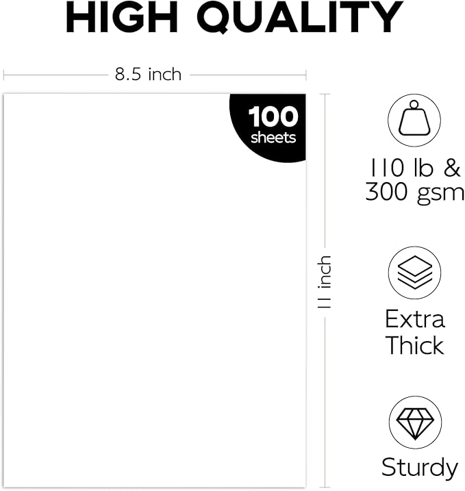 110lb White Cardstock 8.5x11, Goefun 100 Sheets Heavyweight White Card Stock - Image 2