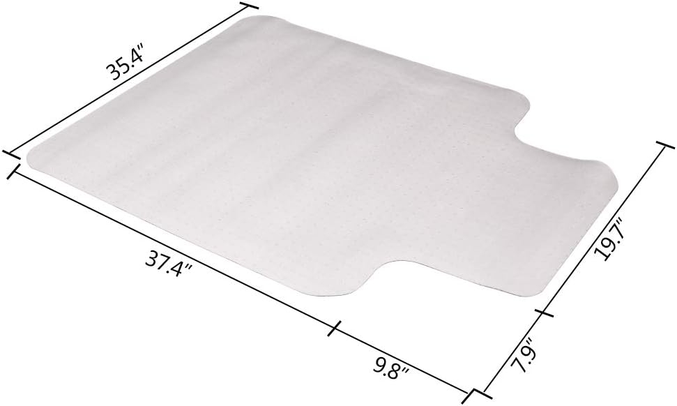 Transparent PVC Chair Mat with Lip for Carpet, 36"x48"