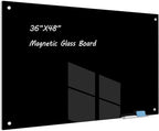 JYYPWB Magnetic Glass Whiteboard 48" x 36" Dry Erase Board Frameless Premium by JYYPWB
