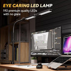 adjustable led desk lamp with clamp & remote, side view