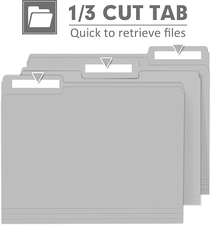 File Folder, PANDRI 120 Pack File Folder, 1/3 Cut Tab, Letter Size, Filing - Image 3
